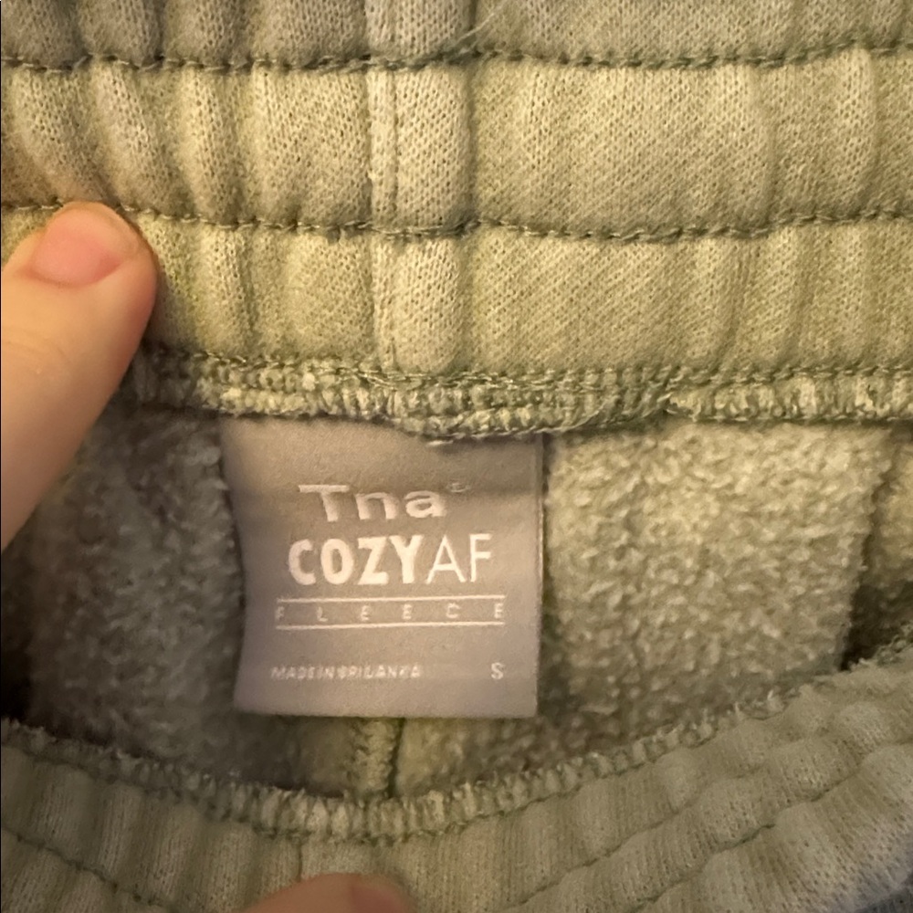 TNA Cozy AF Fleece Joggers Sage Green - Picture 3 of 7
